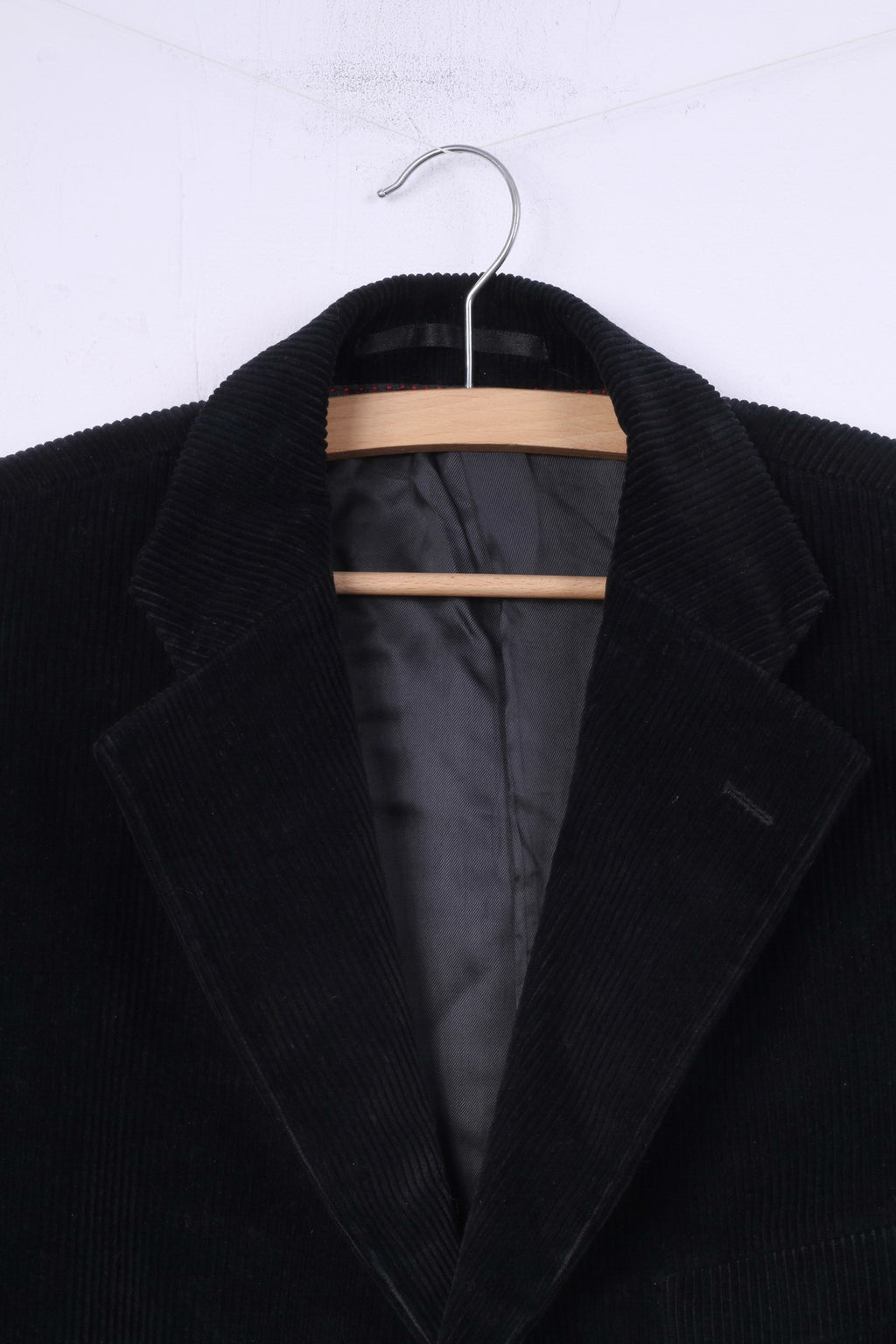 Scarlett London Uomo 42 R Blazer Velluto a coste Nero Top monopetto in cotone