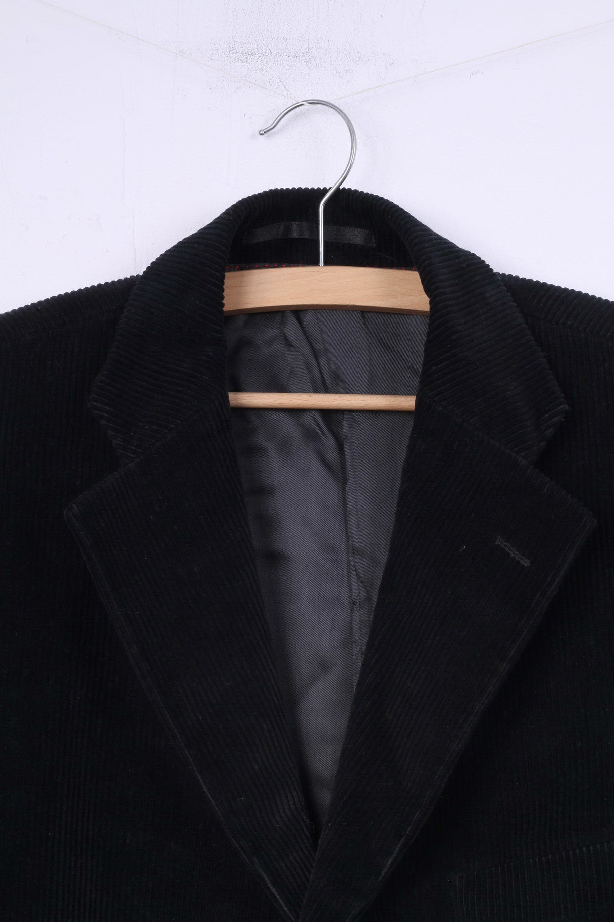 Scarlett London Uomo 42 R Blazer Velluto a coste Nero Top monopetto in cotone