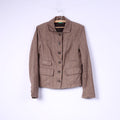 United Colors Of Benetton Womens 44 M Blazer Brown Herringbone Cotton Linen Blend Top