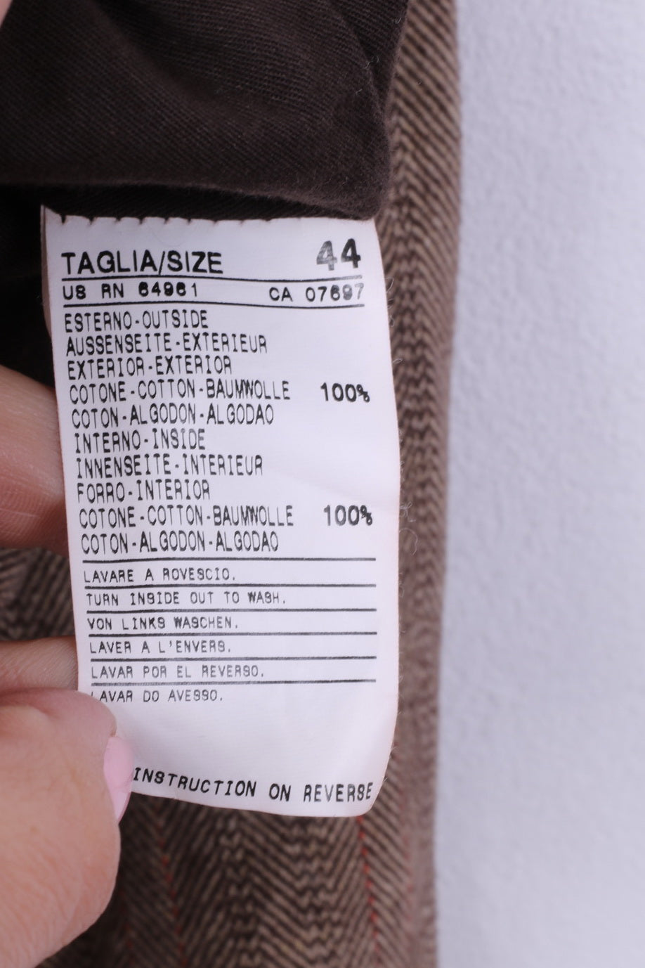 United Colors Of Benetton Womens 44 M Blazer Brown Herringbone Cotton Linen Blend Top