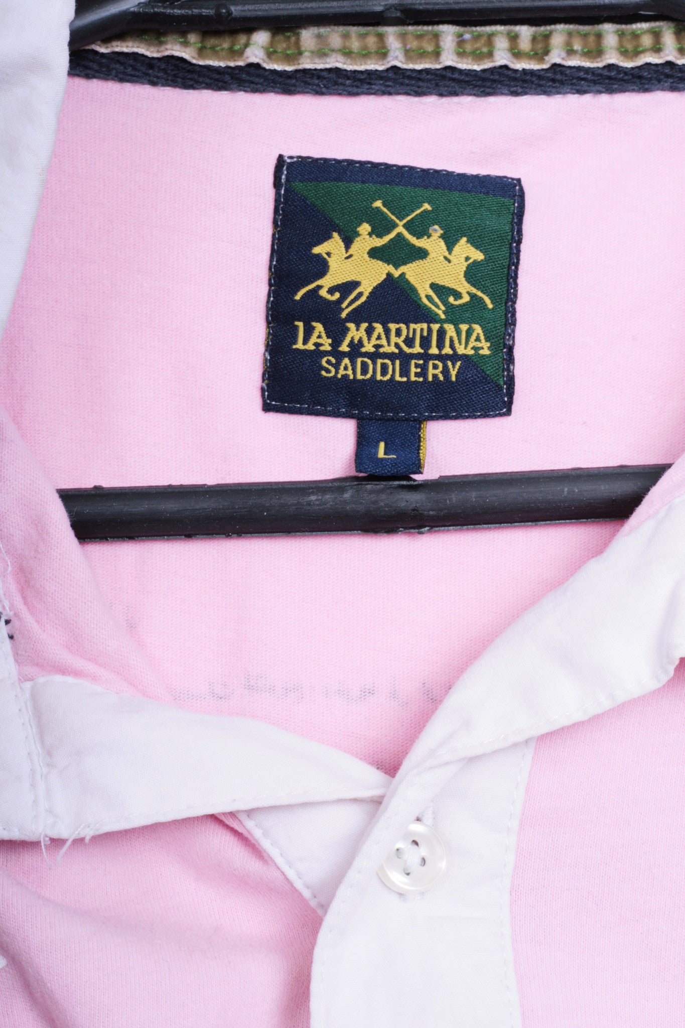 La Martina Saddlery Mens L Polo Shirt Pink Cotton - RetrospectClothes