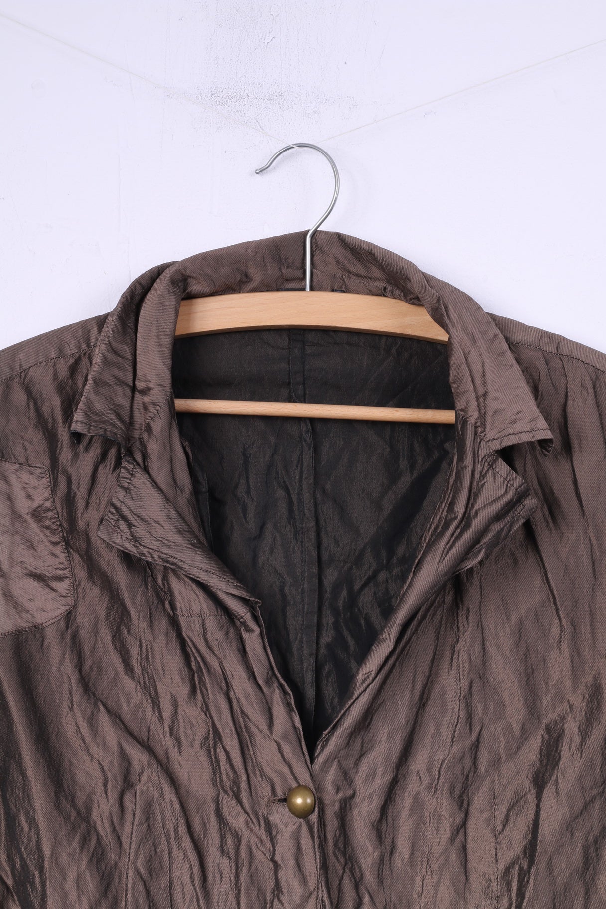 Qubha Womens L 14 Blazer leggero Bottoni dorati marroni Top monopetto Italia