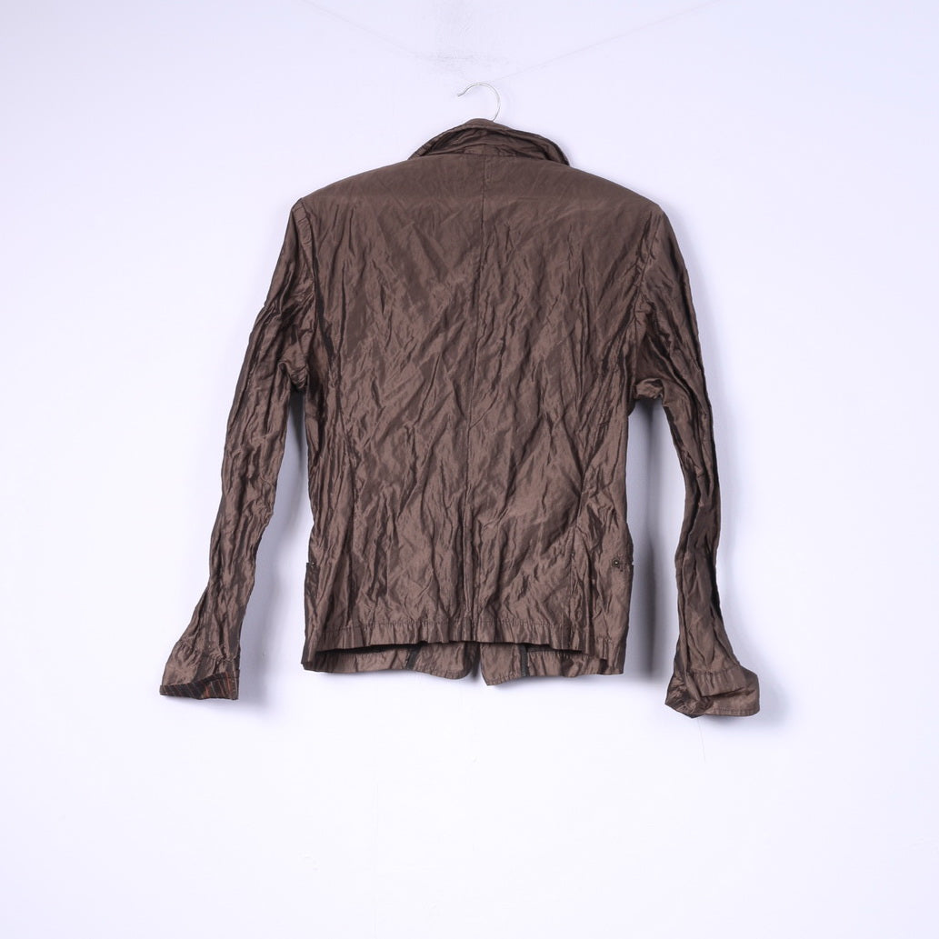 Qubha Womens L 14 Blazer leggero Bottoni dorati marroni Top monopetto Italia