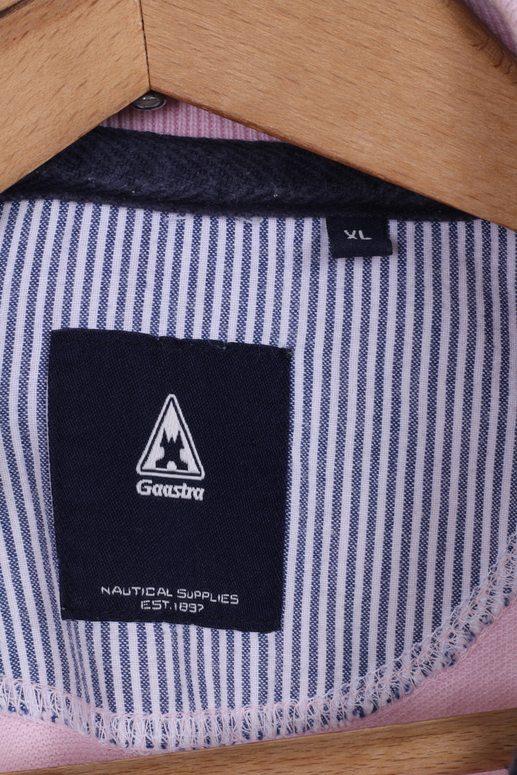 Gaastra Mens XL Polo Shirt Pink Cotton Renaissance Islands Embroidered Detailed Buttons