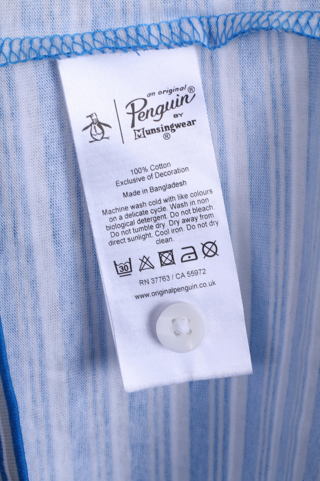 New Penguin Mens L Polo Shirt Cotton Blue Striped Heritage Slim Fit Stretch