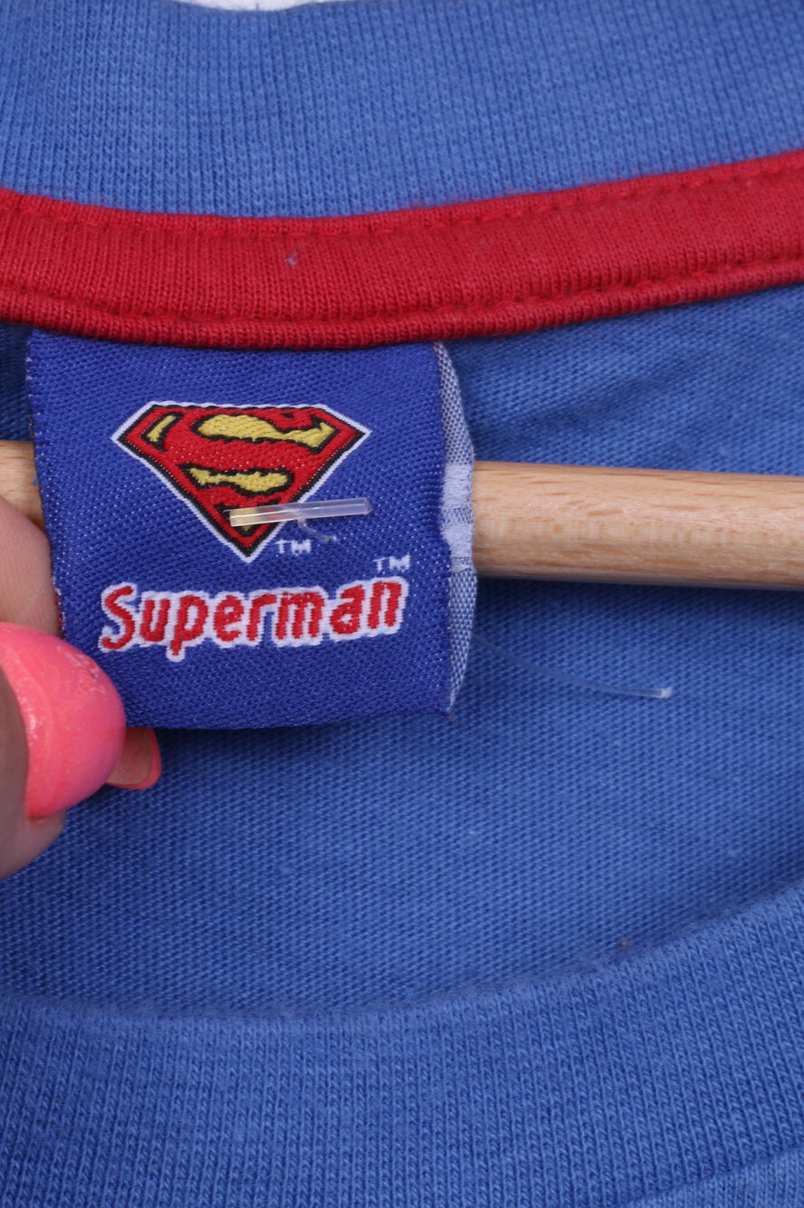 George Superman Mens XL T-Shirt Grapic Blue Tm&Dc Comics (s09) Short Sleeve Crew Neck