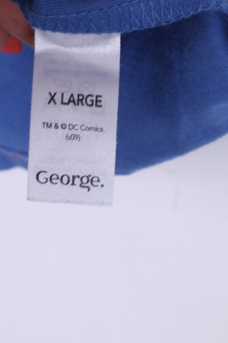 George Superman Mens XL T-Shirt Grapic Blue Tm&Dc Comics (s09) Short Sleeve Crew Neck