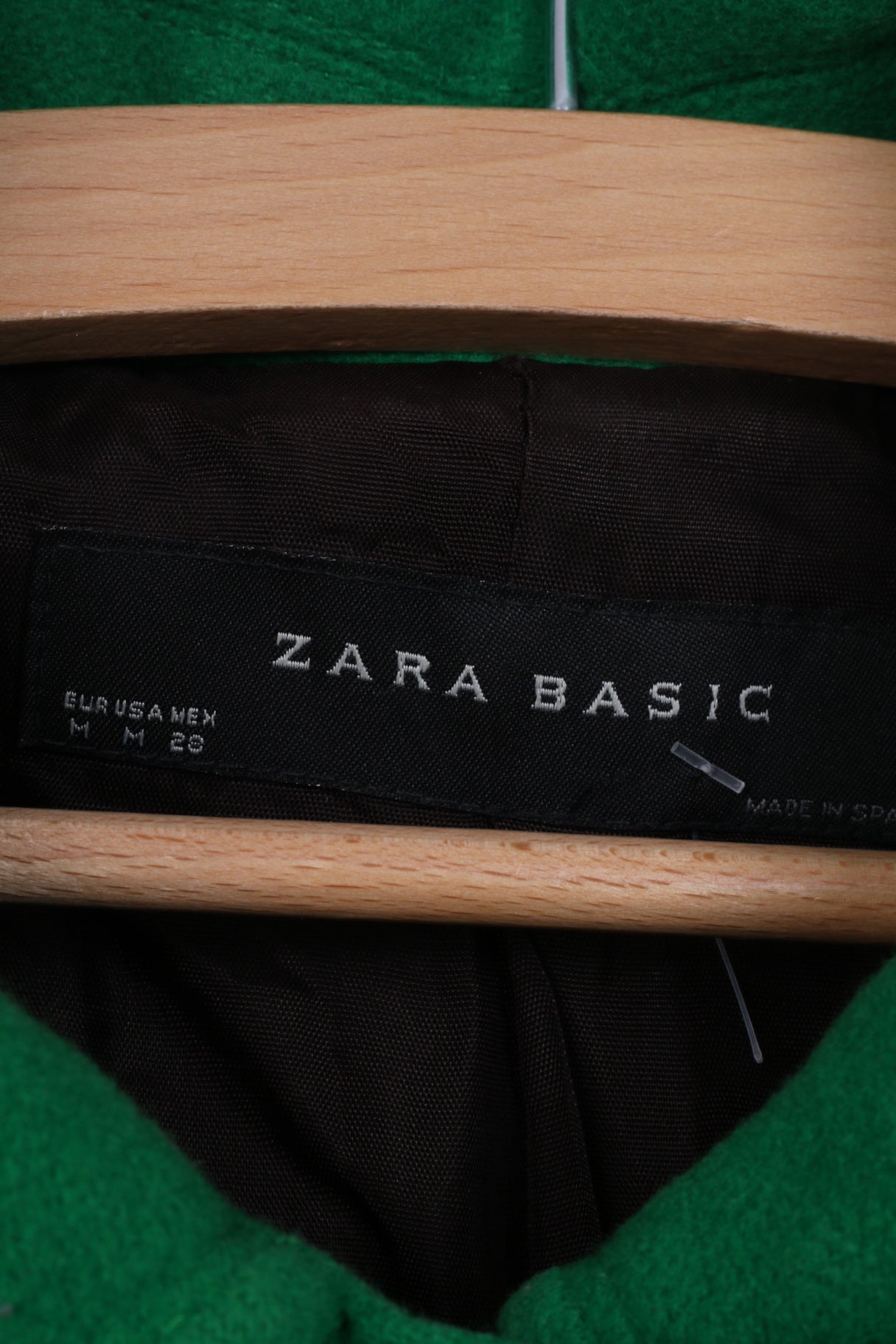 Zara Basic Donna M Peacoat Giacca doppiopetto verde lana nylon 