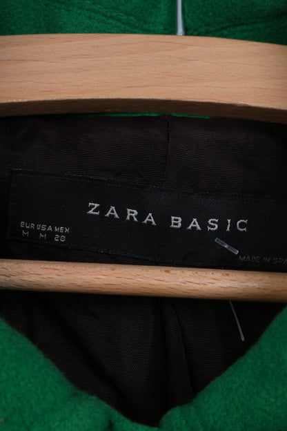 Zara Basic Femme M Caban Vert Double Boutonnage Veste Laine Nylon 