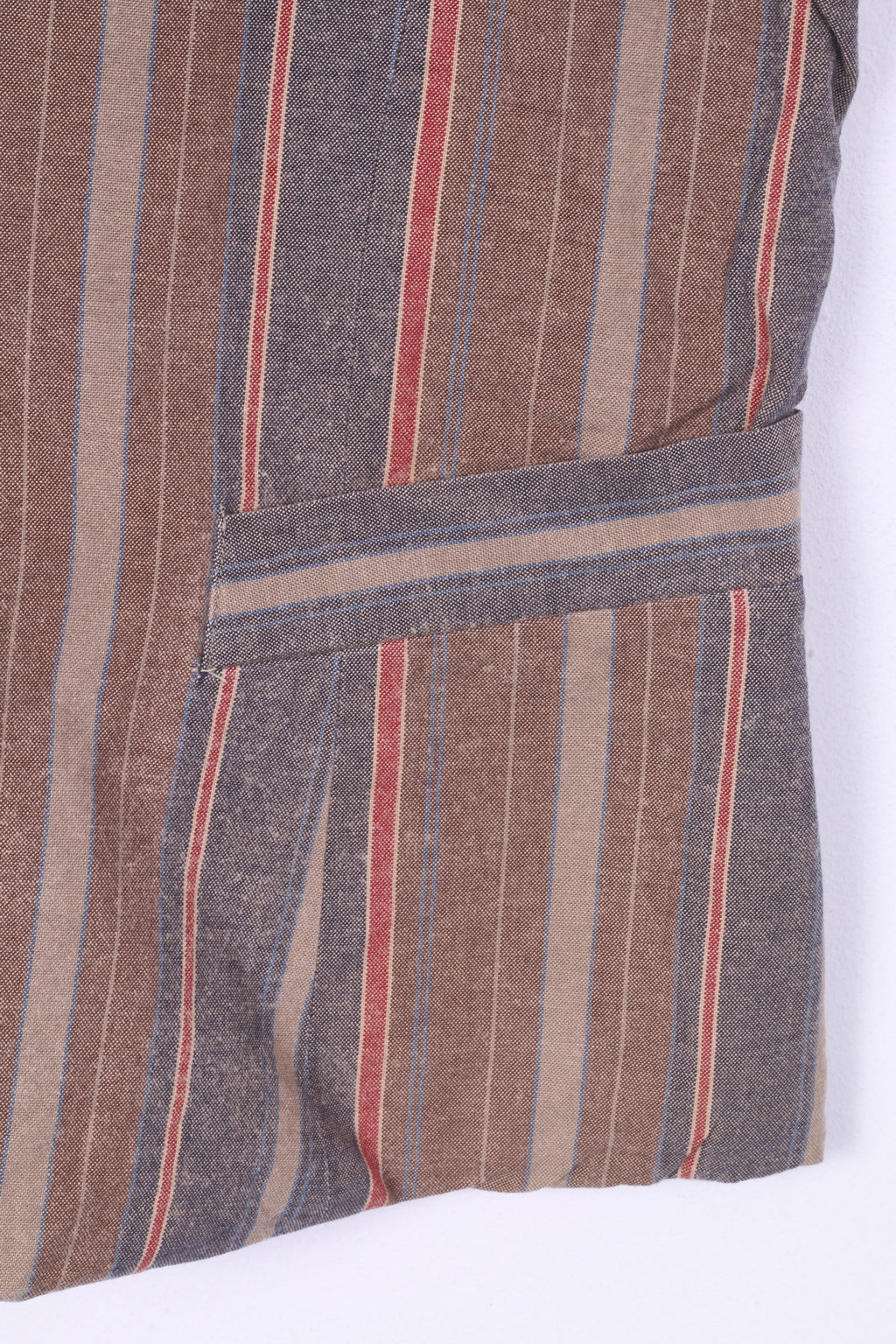 Color Box Womens M Waistcoat Striped Multicolor Cotton Button Front V Neck Two Pockets