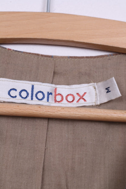 Color Box Womens M Waistcoat Striped Multicolor Cotton Button Front V Neck Two Pockets