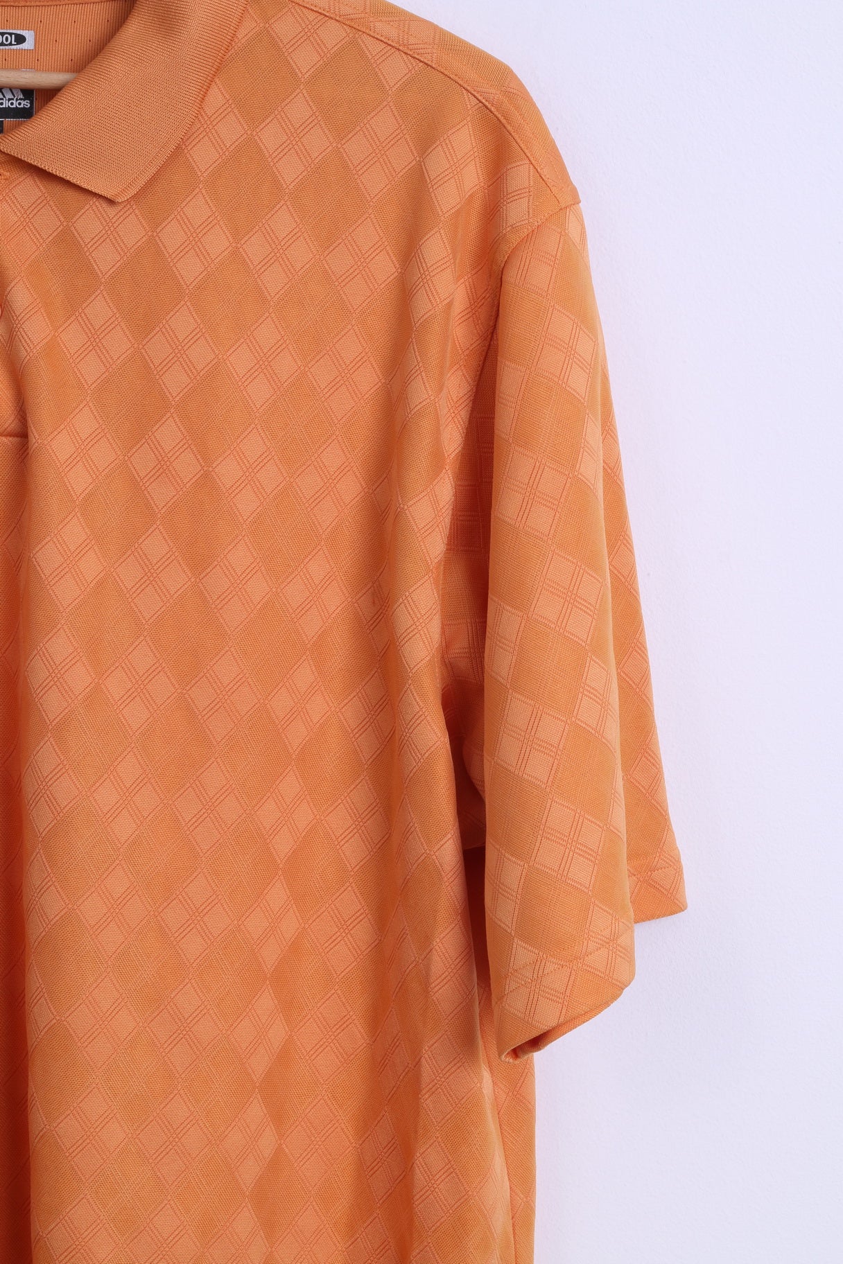 Adidas Mens XL Polo Shirt Shiny Orange Clima Cool Diamond Printed Retro Top
