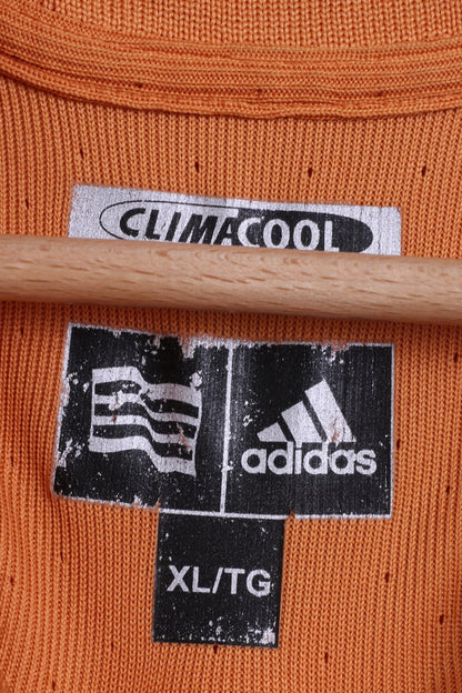 Adidas Polo XL pour homme Orange brillant Clima Cool Diamond imprimé rétro