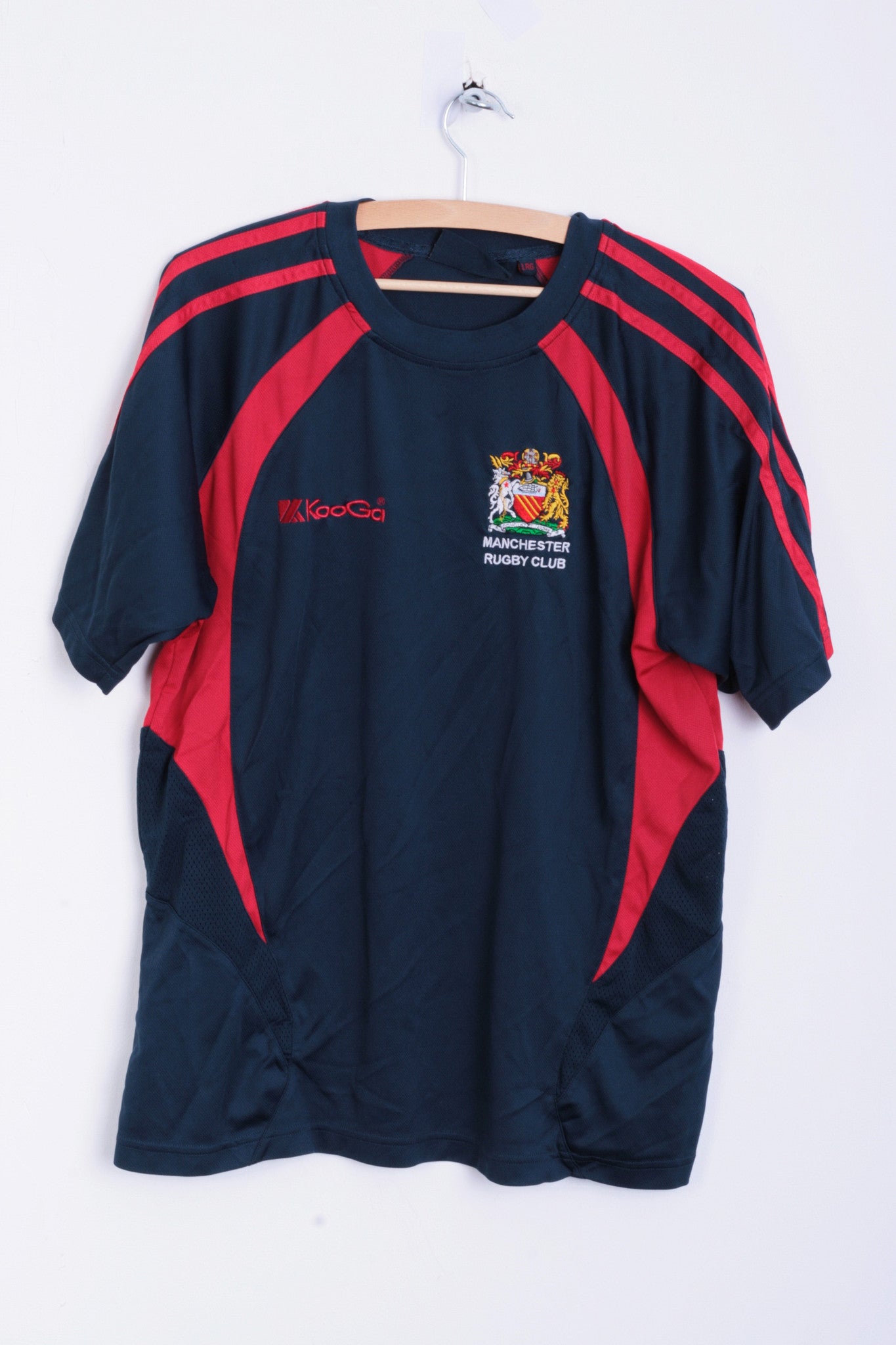 Kooga Manchester Mens L Shirt Short Sleeve Rugby Club Sport Blue - RetrospectClothes