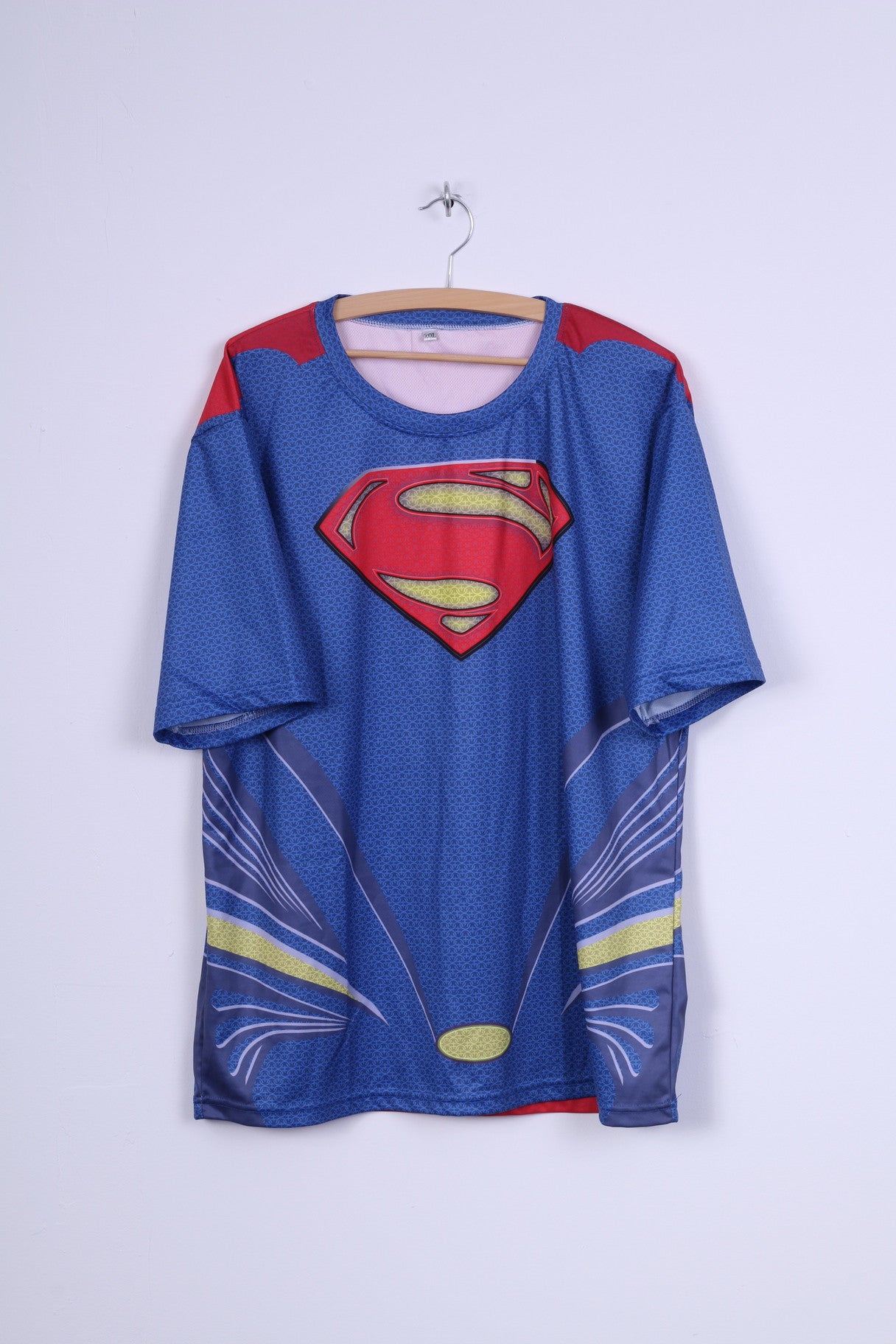 No name Chemise XXXL pour homme Superman Comic Bleu brillant Top ras du cou