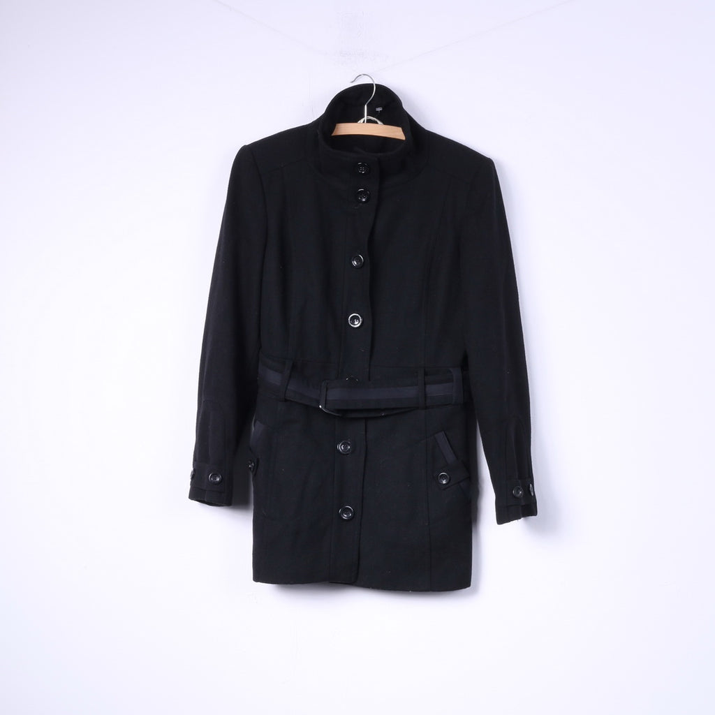 Giacca River Island da donna 12 38 M in lana nera monopetto con cintura