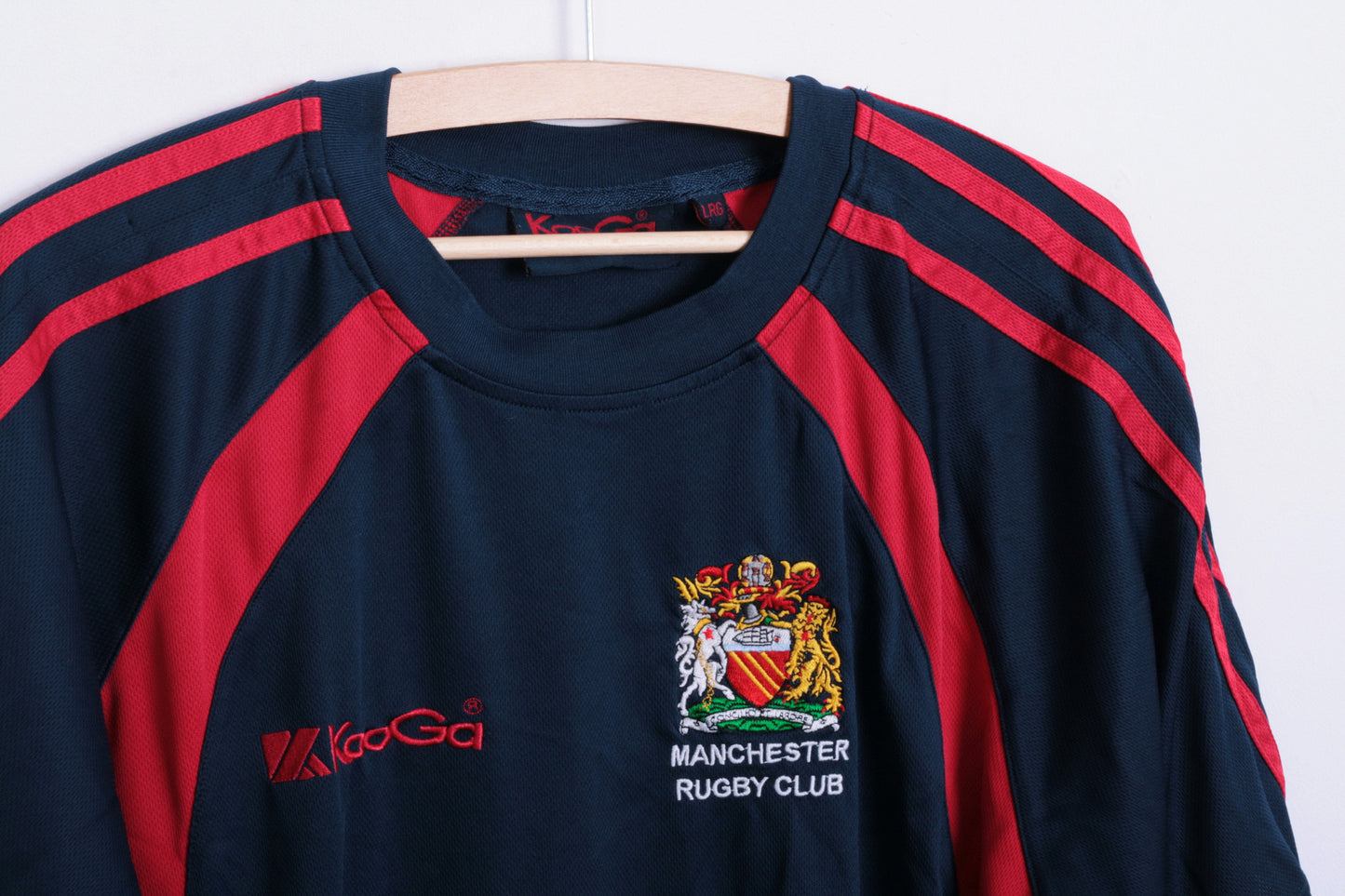 Kooga Manchester Mens L Shirt Short Sleeve Rugby Club Sport Blue - RetrospectClothes
