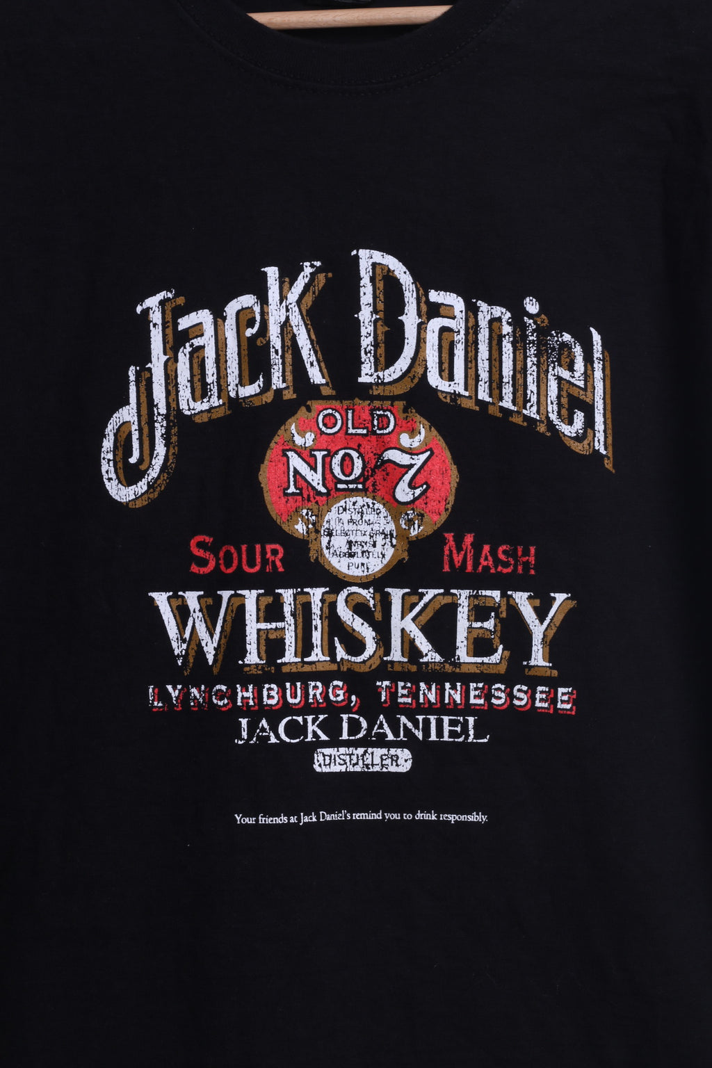 Jack Daniel's Mens M T- Shirt Black Cotton Crew Neck Graphic Whiskey