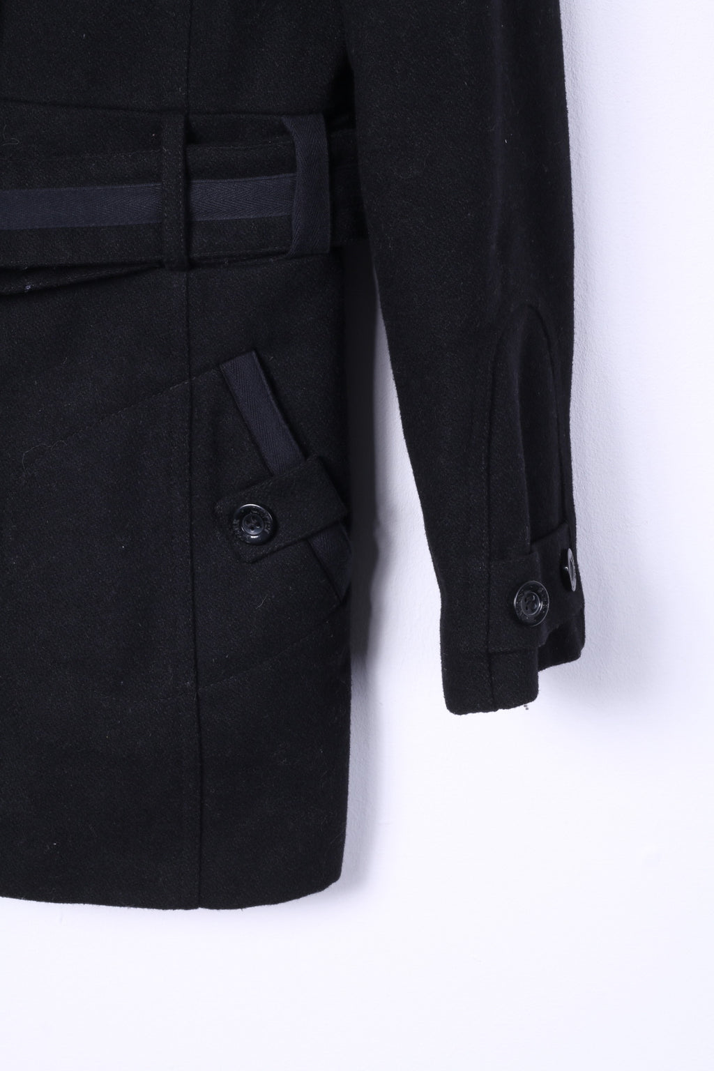 Giacca River Island da donna 12 38 M in lana nera monopetto con cintura