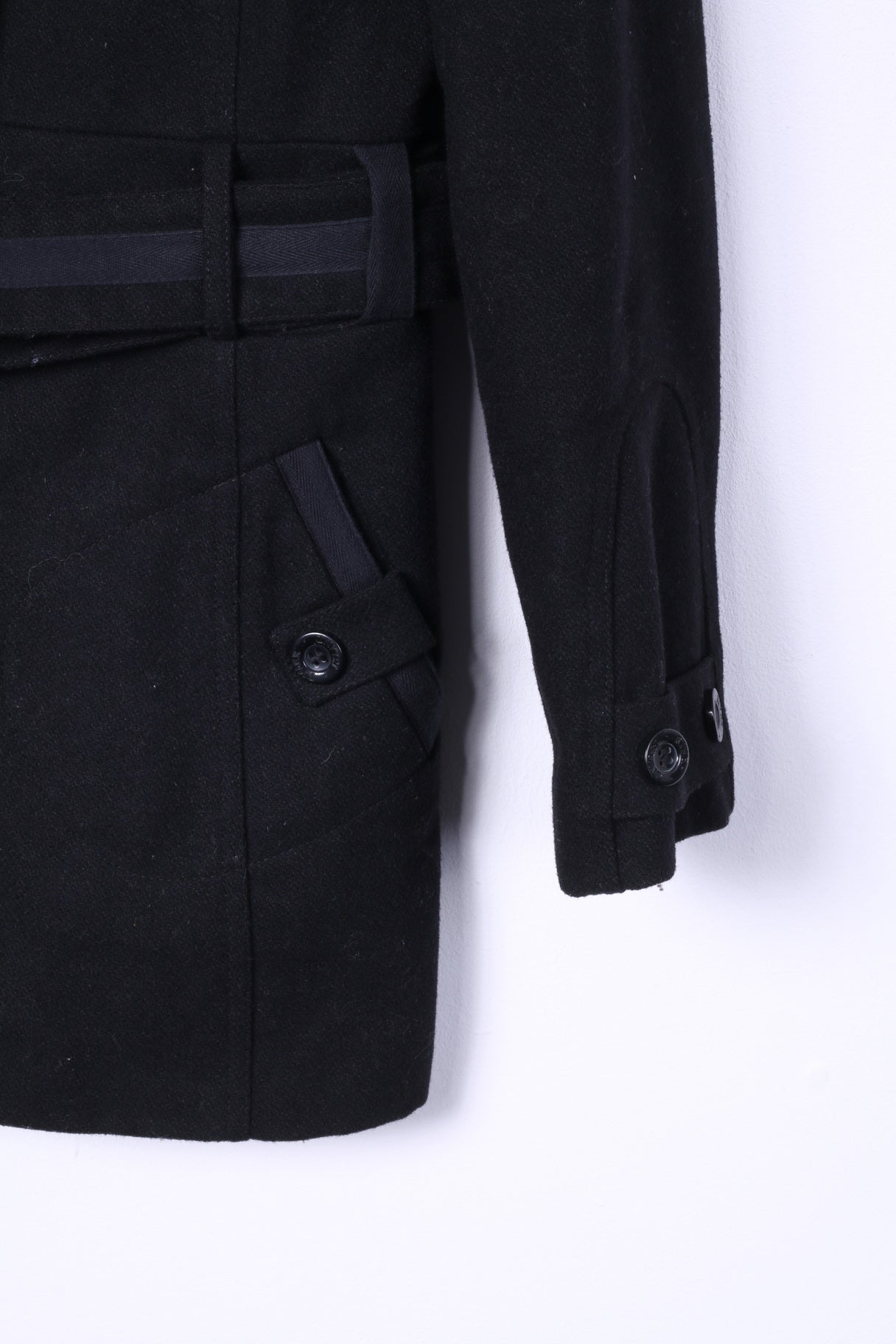 Giacca River Island da donna 12 38 M in lana nera monopetto con cintura