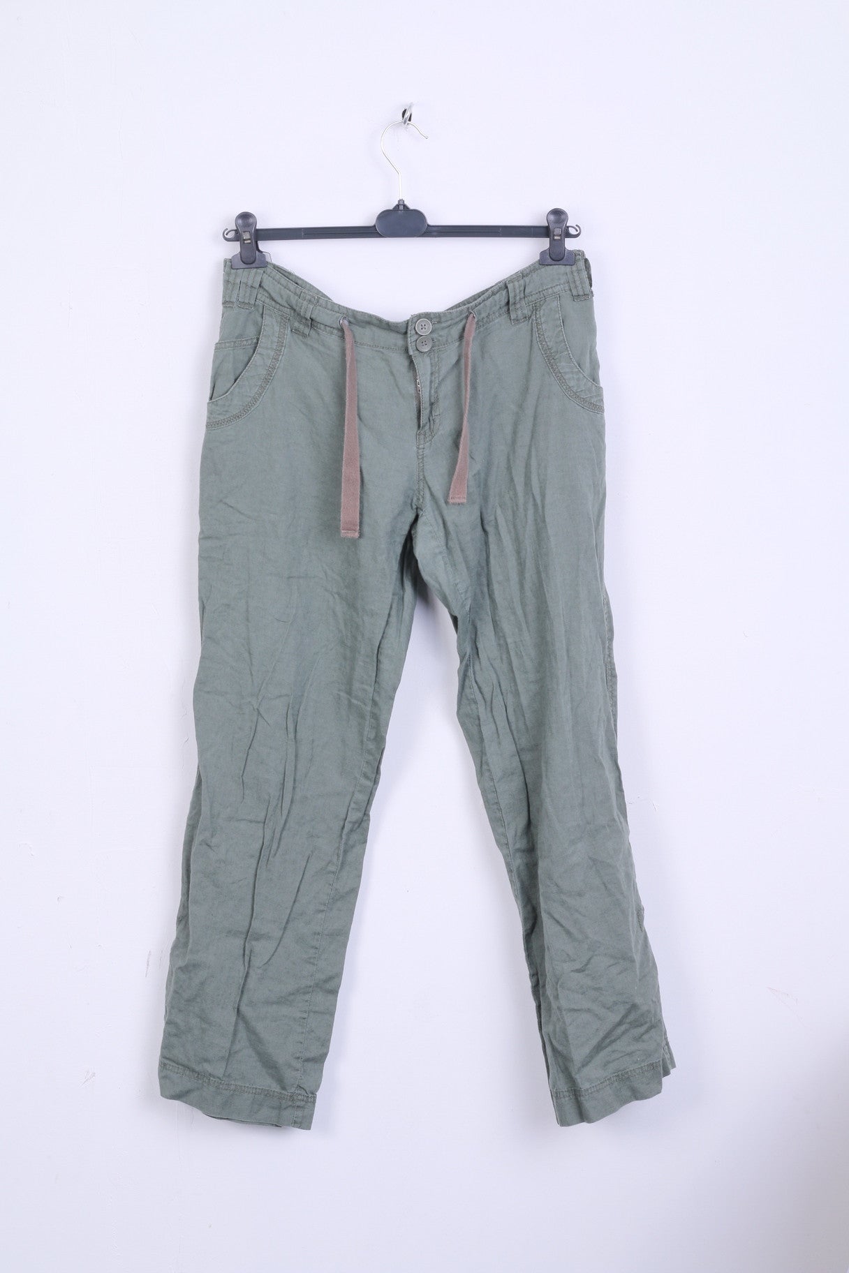 New Look Womens 14 42 L Trousers Green Pants Linen