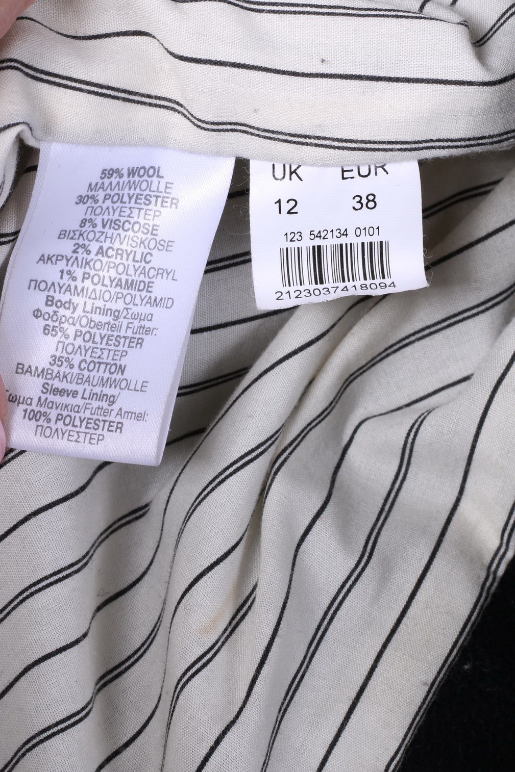 Giacca River Island da donna 12 38 M in lana nera monopetto con cintura