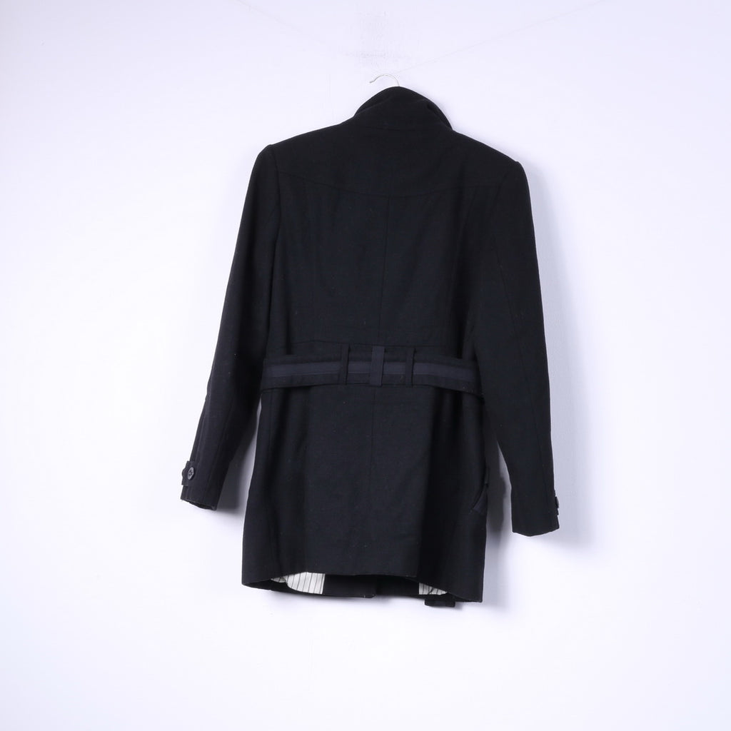 Giacca River Island da donna 12 38 M in lana nera monopetto con cintura