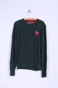 Superdry Mens M Jumper Green Cotton Japan Sweater Crew Neck
