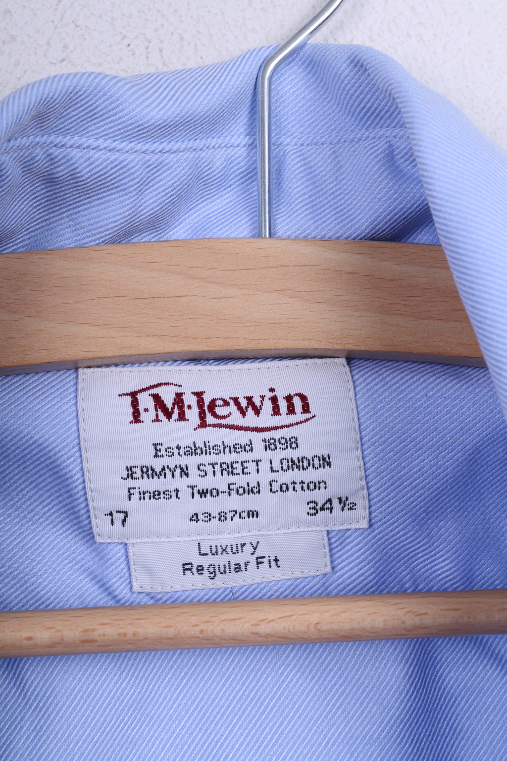 TM Lewin Chemise formelle pour homme 17 34,5 XXL Bleu Boutons de manchette en coton