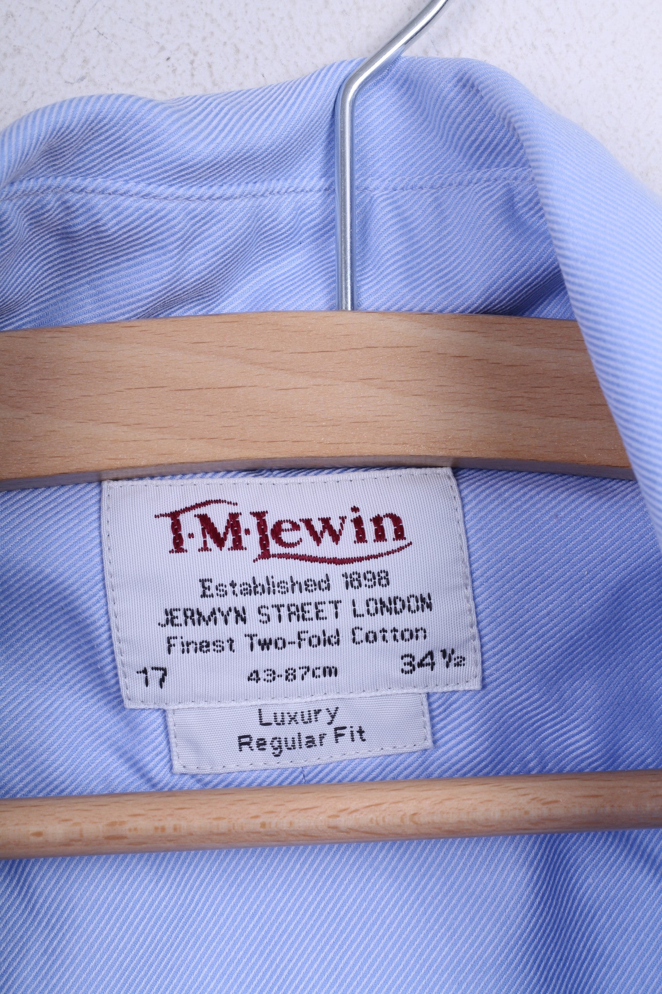 TM Lewin Chemise formelle pour homme 17 34,5 XXL Bleu Boutons de manchette en coton