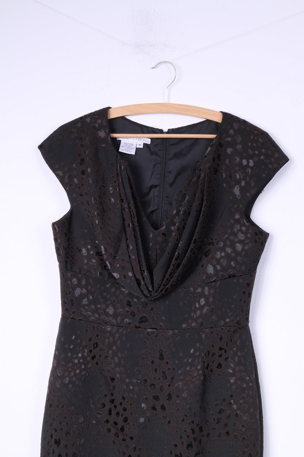 Maggy London Womens 10 M Midi Dress Elegant Black V Neck