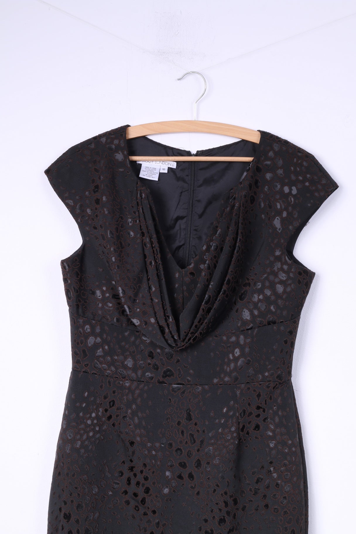 Maggy London Womens 10 M Midi Dress Elegant Black V Neck