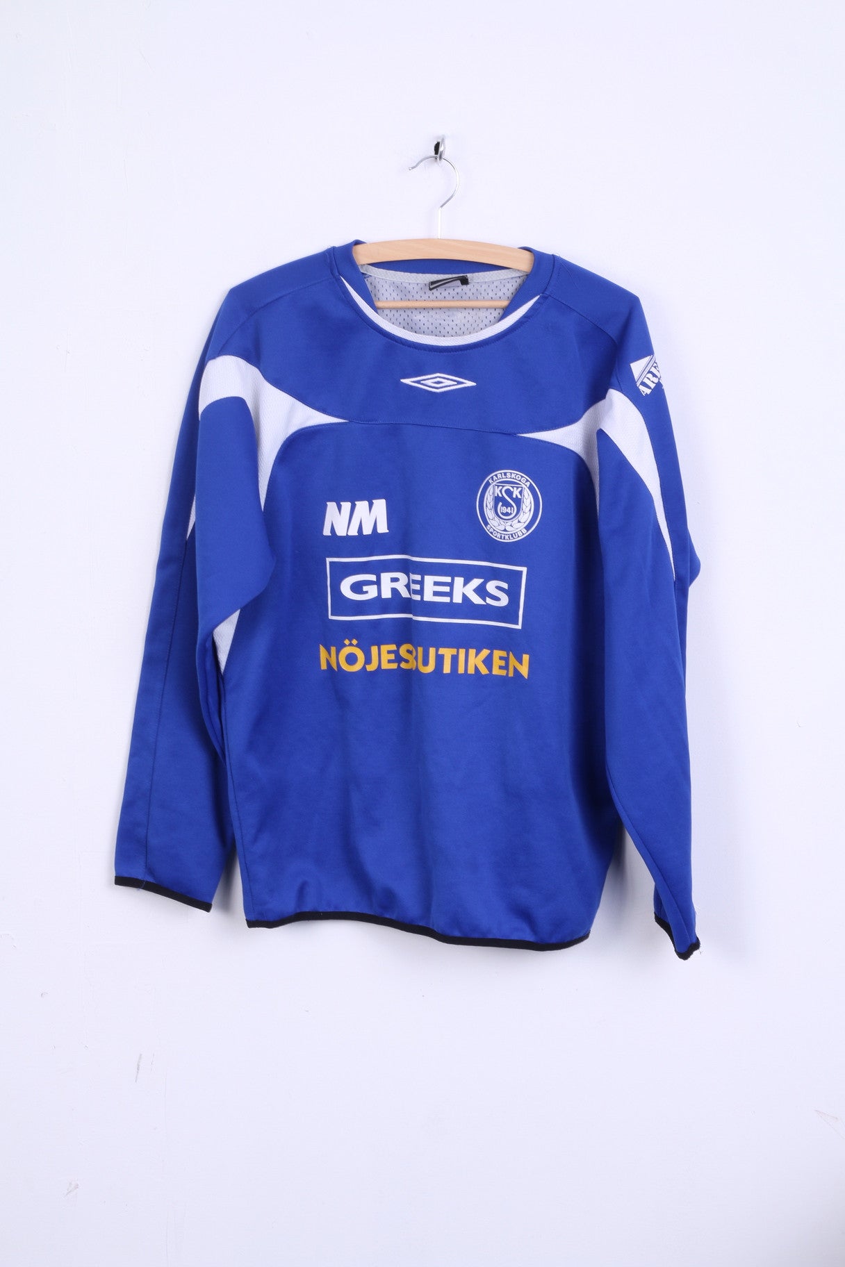 Umbro Karlskoga Sportklubb Maglia da uomo L Blu Manica lunga Greci