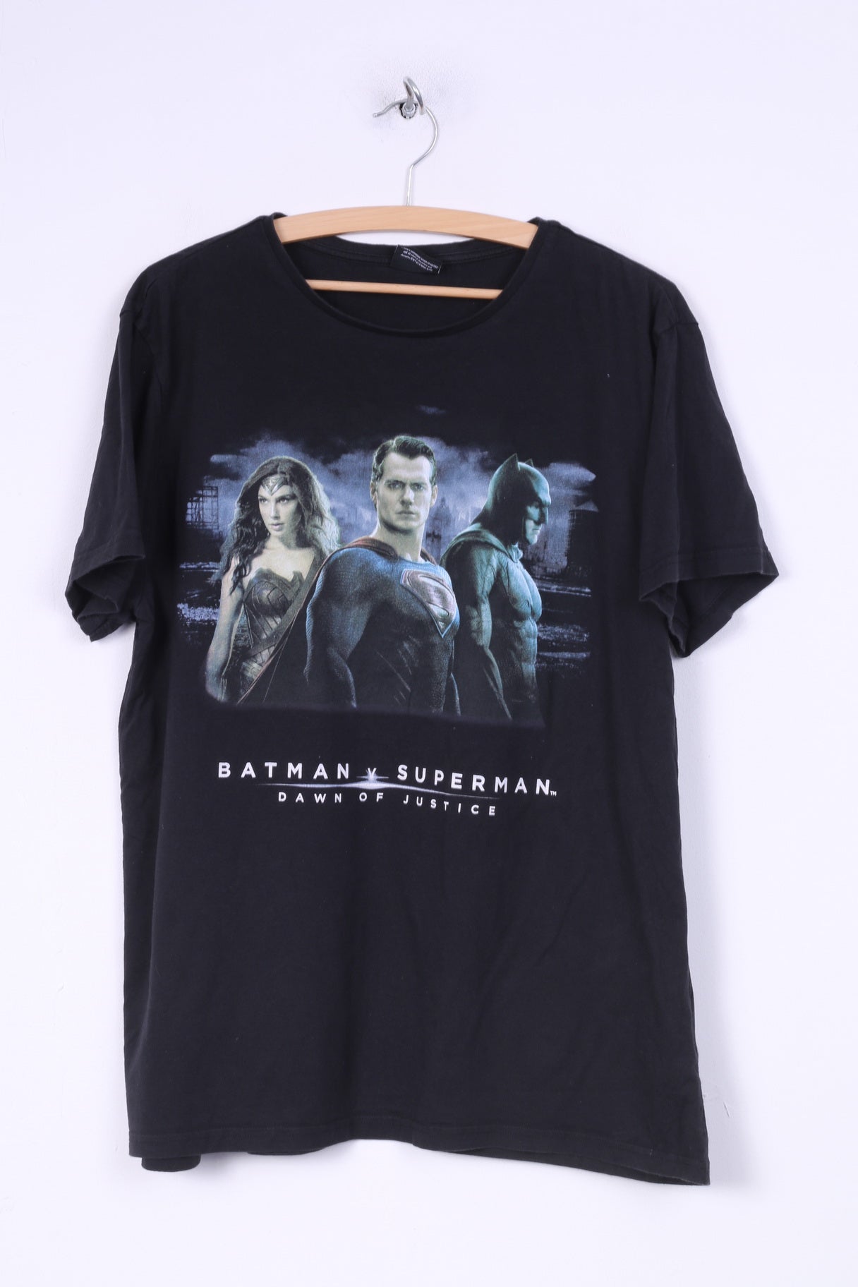 Superman Mens XL T-Shirt Graphique Coton Noir Batman v Superman Dawn of Justice 