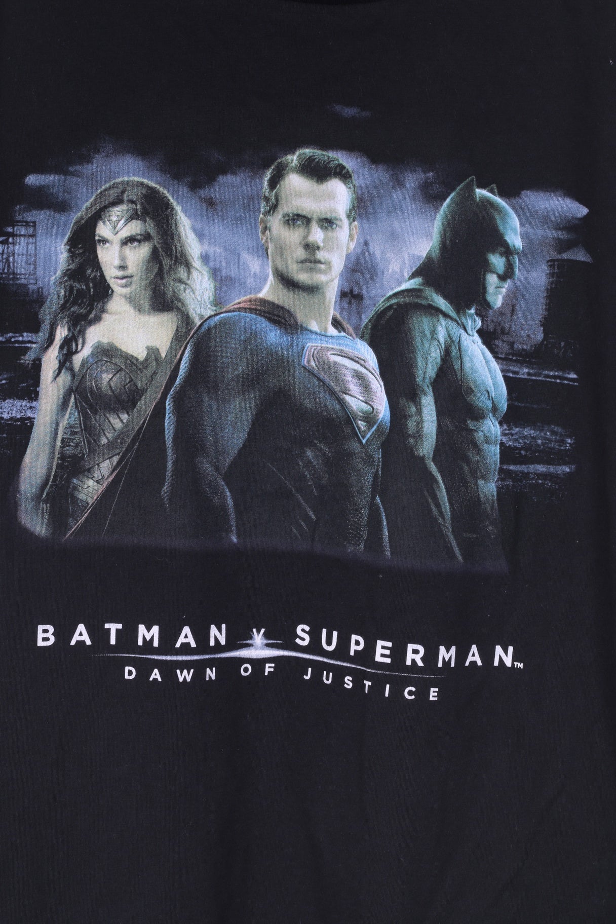 Superman Mens XL T-Shirt Graphique Coton Noir Batman v Superman Dawn of Justice 