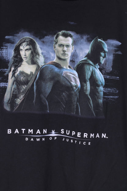 Superman Mens XL T-Shirt Graphique Coton Noir Batman v Superman Dawn of Justice 