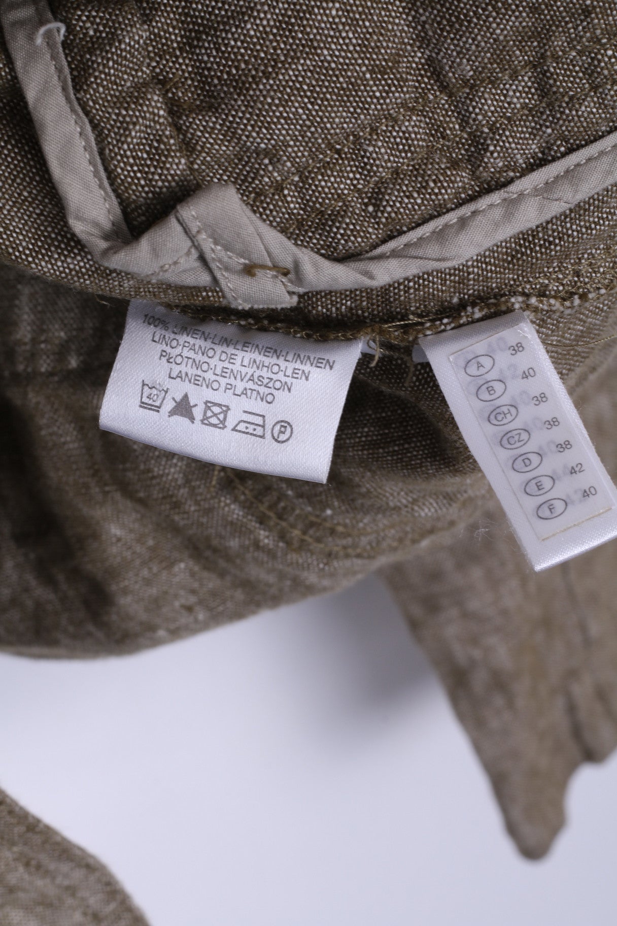 C&amp;A Femme 12 M Veste Lin Kaki Haut Clair Yessica Blazer Simple Boutonnage