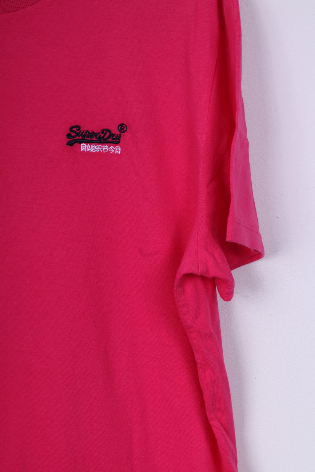T-shirt da uomo Superdry 2XL (XL) in cotone rosa con etichetta arancione e logo 