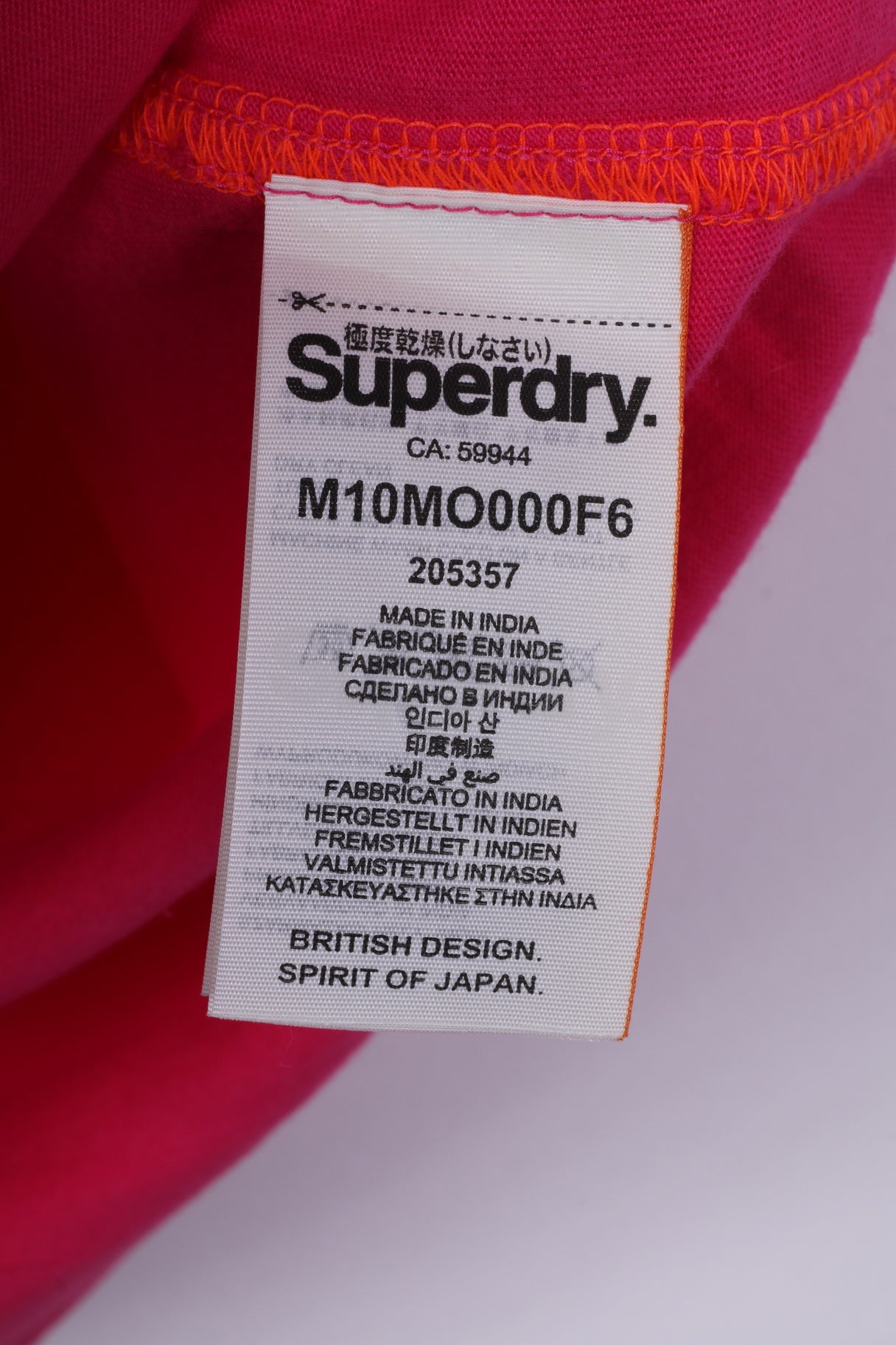 Superdry T-shirt 2XL (XL) pour homme en coton rose avec logo orange 