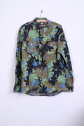 ALIS Camicia casual da uomo XL colletto button down in cotone con stampa fiori