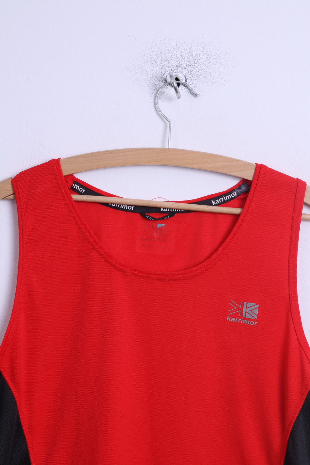 Karrimor Mens M Run Shirt Red Sleeveless Stretch Running Tank Top