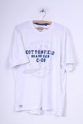 Cottonfield Casual Mens XL T-Shirt White Crew Neck Board Club Cotton Scandinavian Quality