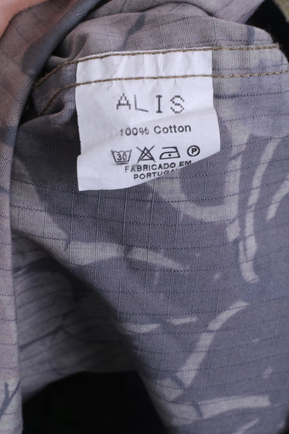 ALIS Mens XL Casual Shirt Button Down Collar Flowers Print Cotton
