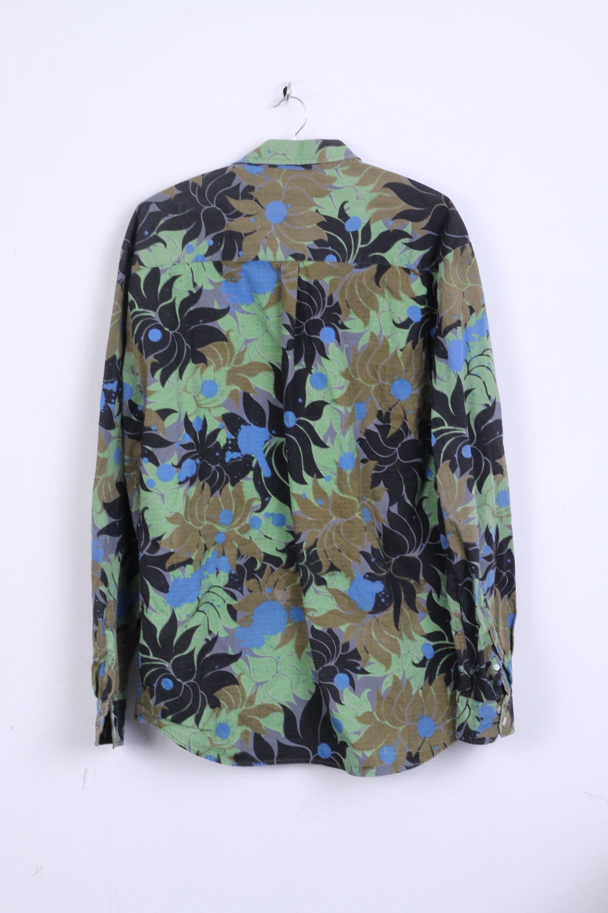 ALIS Camicia casual da uomo XL colletto button down in cotone con stampa fiori