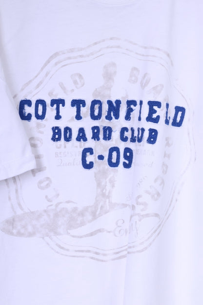 Cottonfield Casual Mens XL T-Shirt White Crew Neck Board Club Cotton Scandinavian Quality