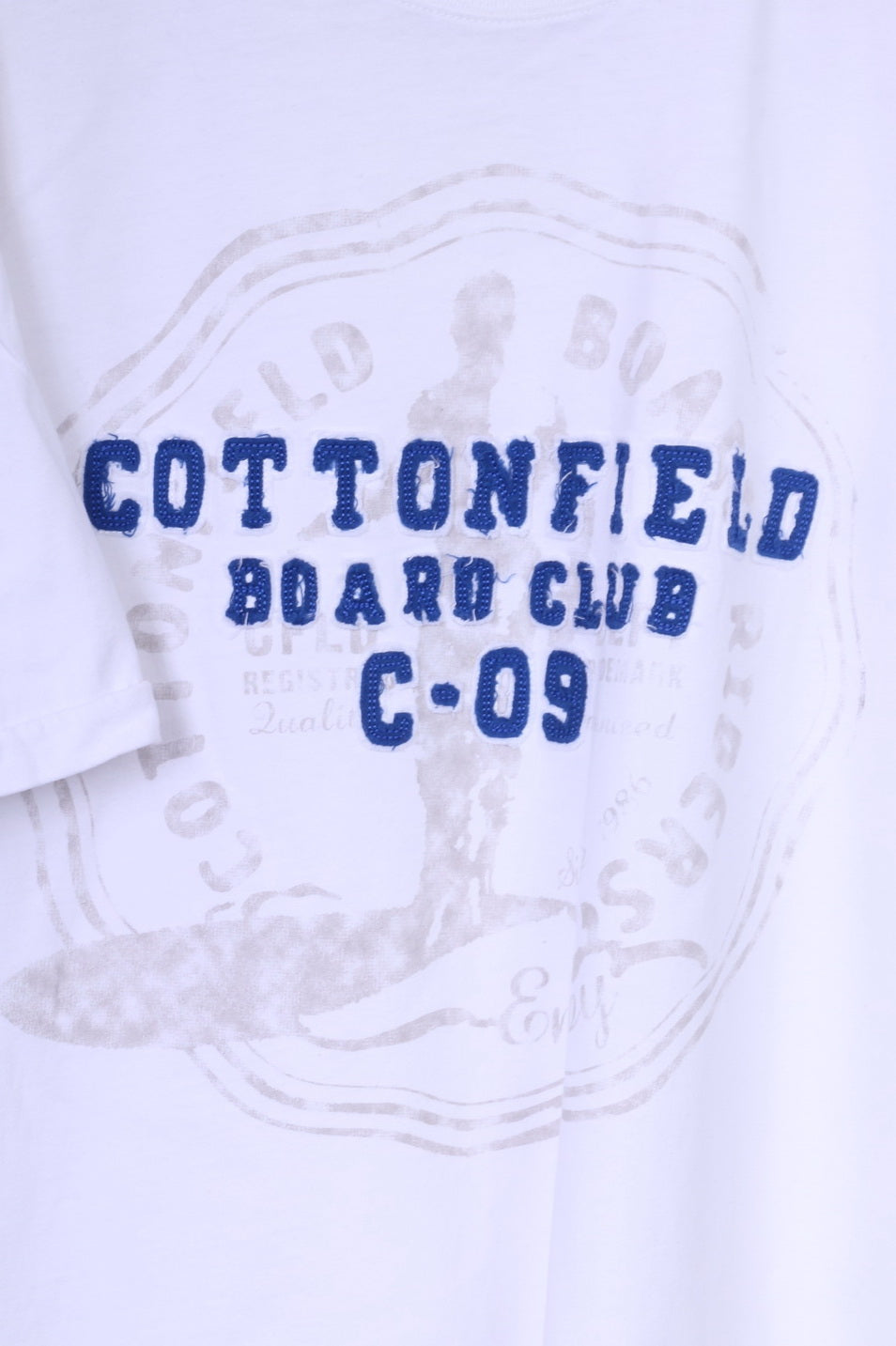 Cottonfield Casual Hommes XL T-Shirt Blanc Col Rond Board Club Coton Qualité Scandinave 
