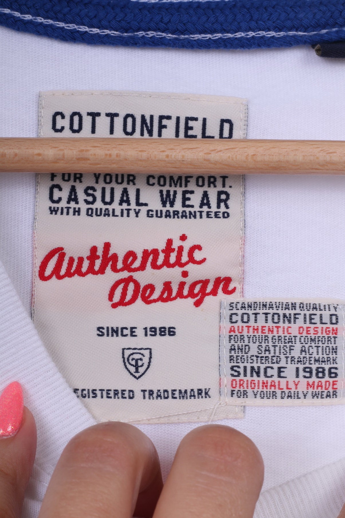 Cottonfield Casual Hommes XL T-Shirt Blanc Col Rond Board Club Coton Qualité Scandinave 