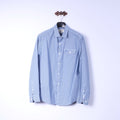 Penguin Mens XL Casual Shirt Mini Check Blue Cotton Heritage Slim Fit Top