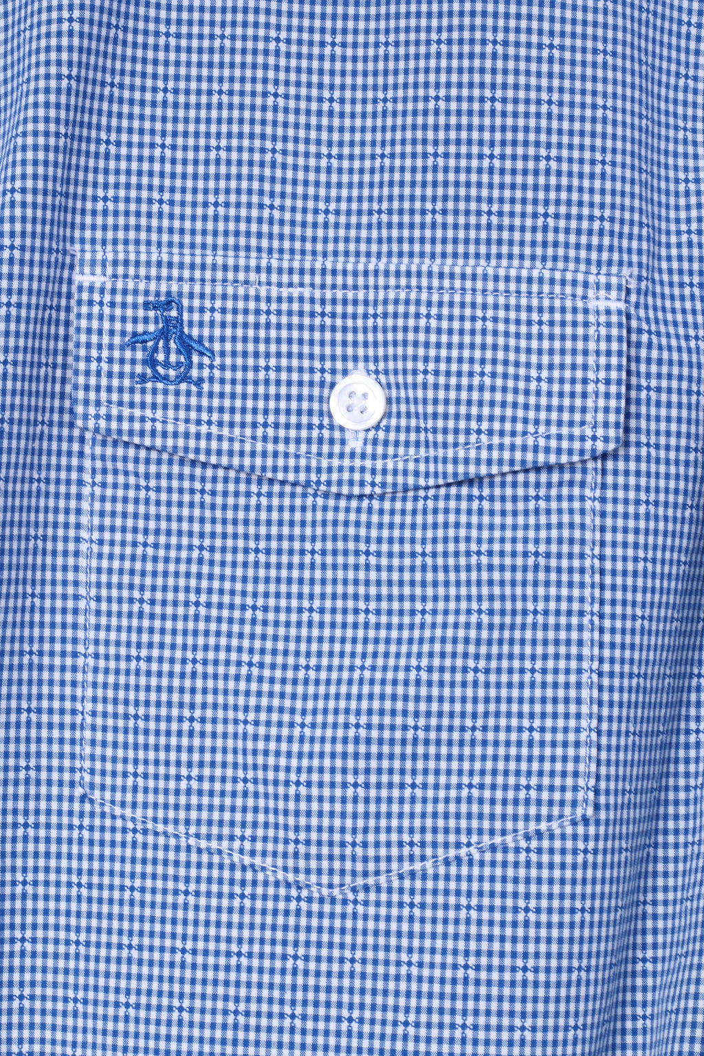 Penguin Mens XL Casual Shirt Mini Check Blue Cotton Heritage Slim Fit Top