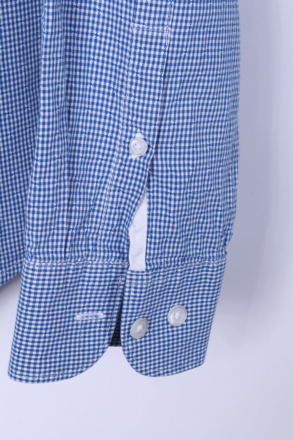 Penguin Mens XL Casual Shirt Mini Check Blue Cotton Heritage Slim Fit Top